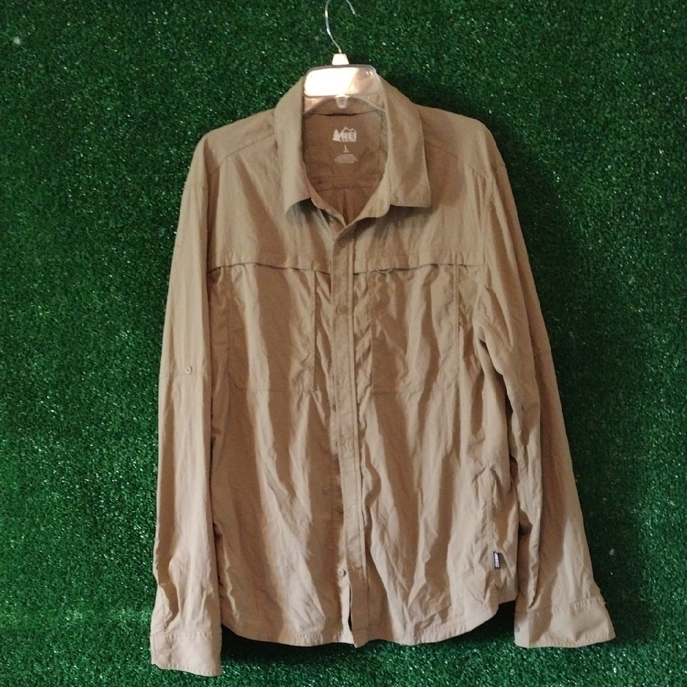 REI Tan Long Sleeve Outdoor Hiking Fishing